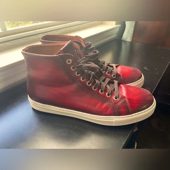 Magnanni Men’s Hightop Sneaker Rich Burgundy Magnanni “ELONSO” Tinto Mid Top Luxury Leather Sneakers Sz  main image 3